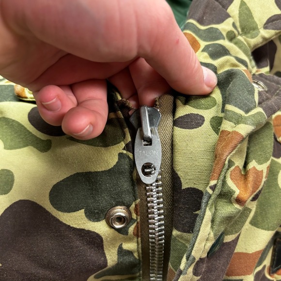 Vintage Thermo king Jacket Mens XL Duck Camo 70s Zip Hunting Hooded Talon Snap - Picture 4 of 10